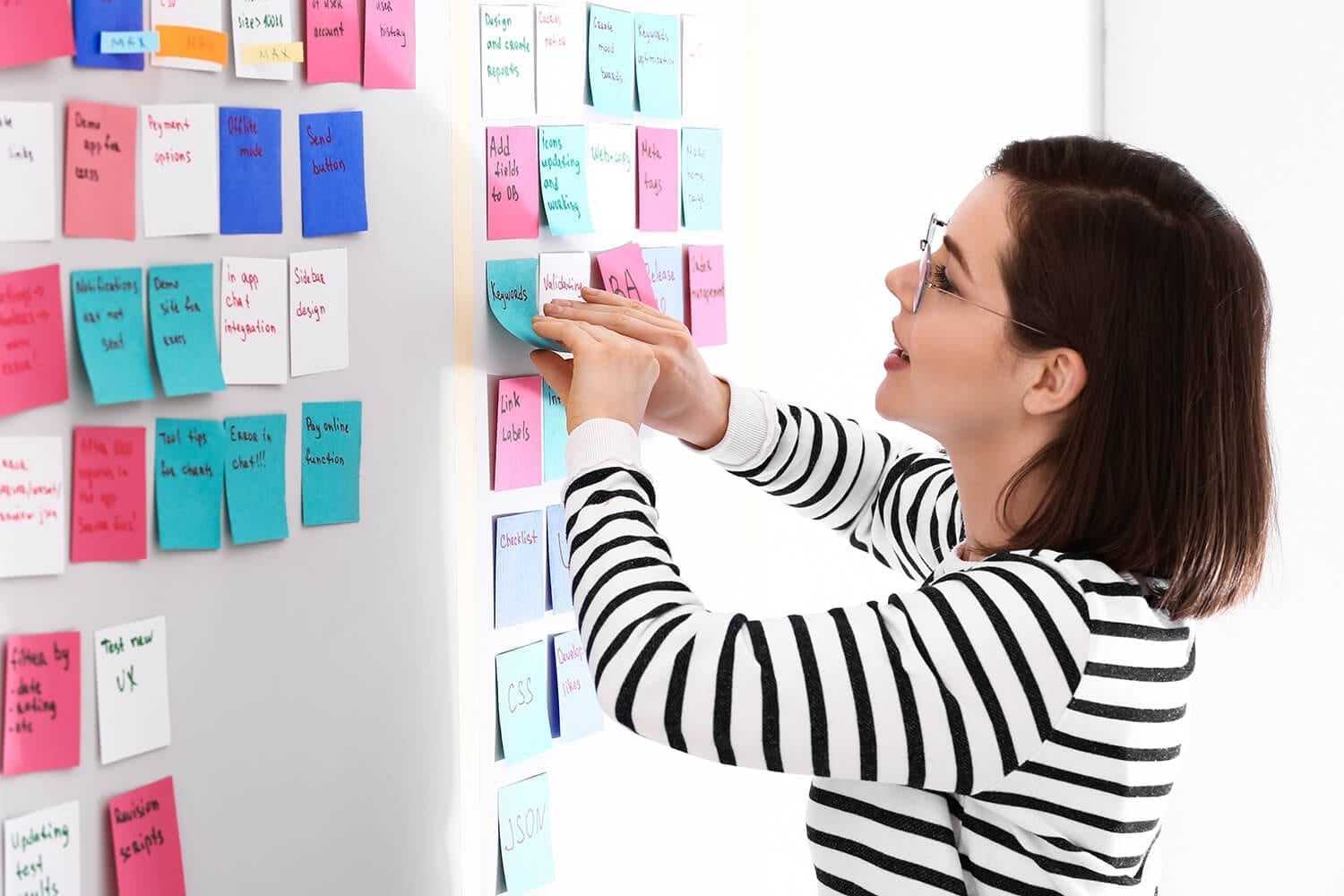 Woman with Post It Notes
