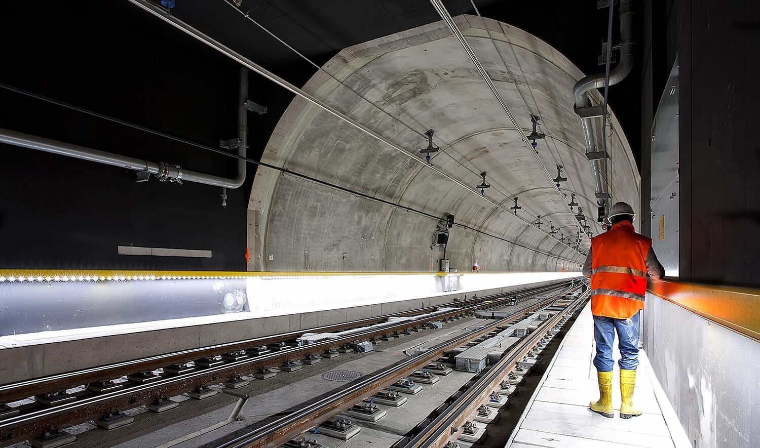 Man in Underground Train Line
