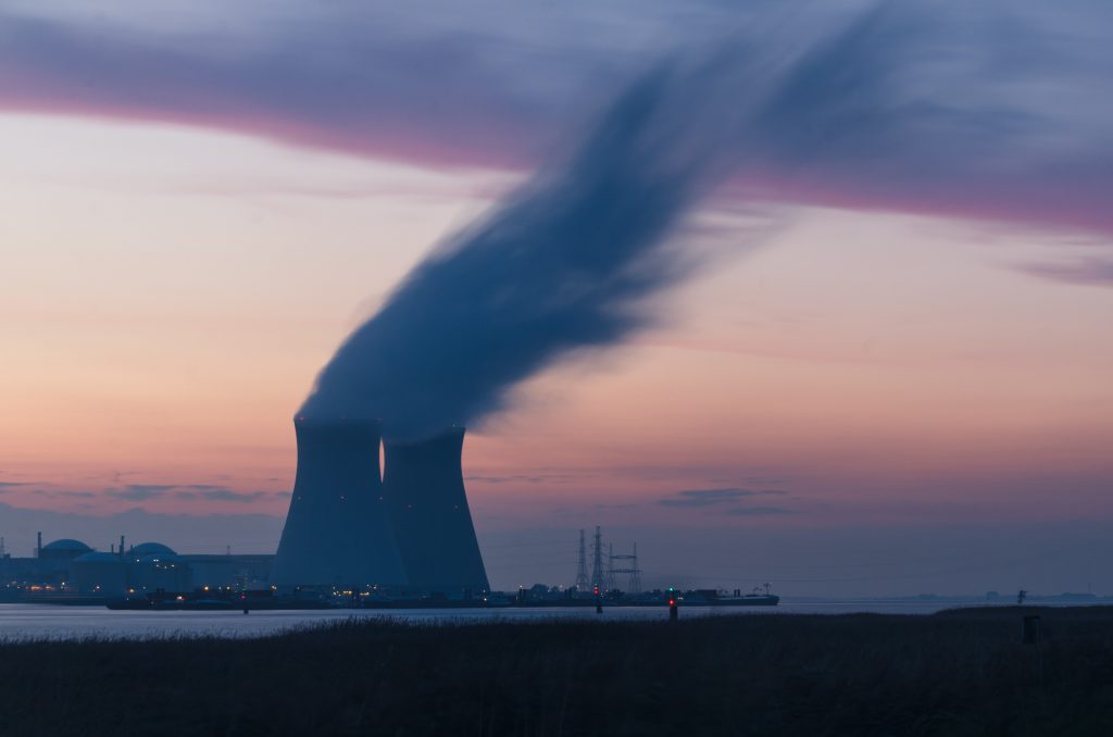 Nuclear plant sunset