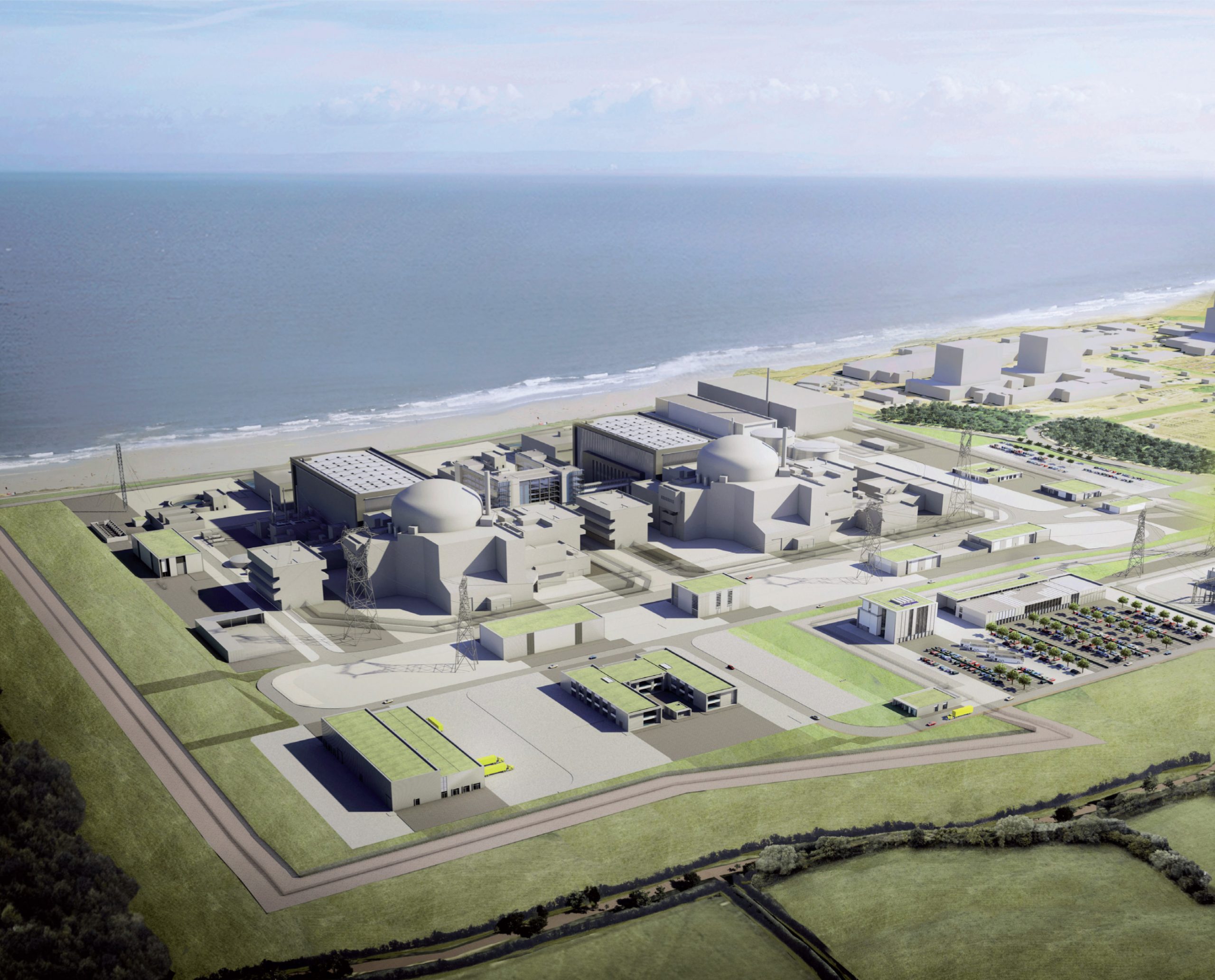 rendering of HPC nuclear station from a sky-view