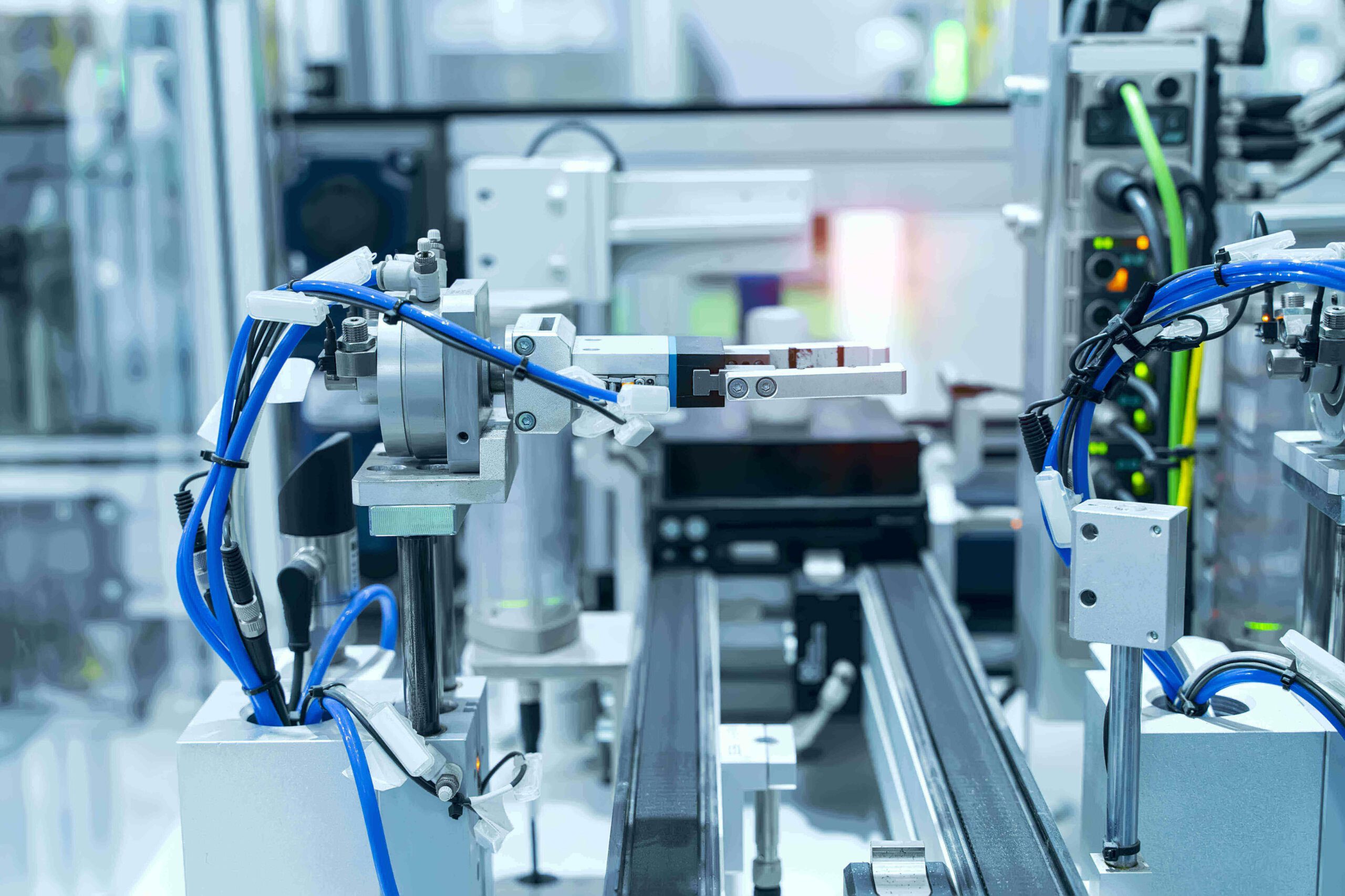 robotics arm on an assembly line