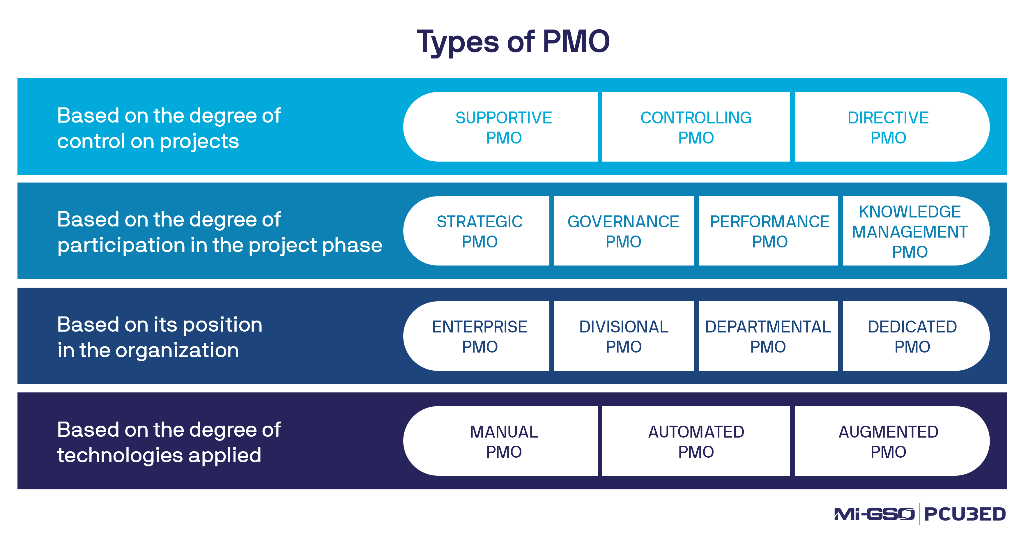 The different types of PMO
