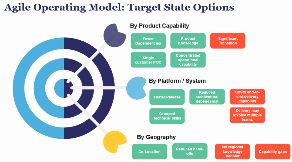 When you want to change your current situation and need to design and implement a future state, you need a Target Operating Model. Here are the target state options