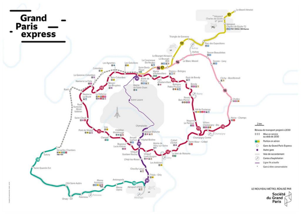 Le réseau de transport du Grand Paris Express fait par la Société du Grand Paris