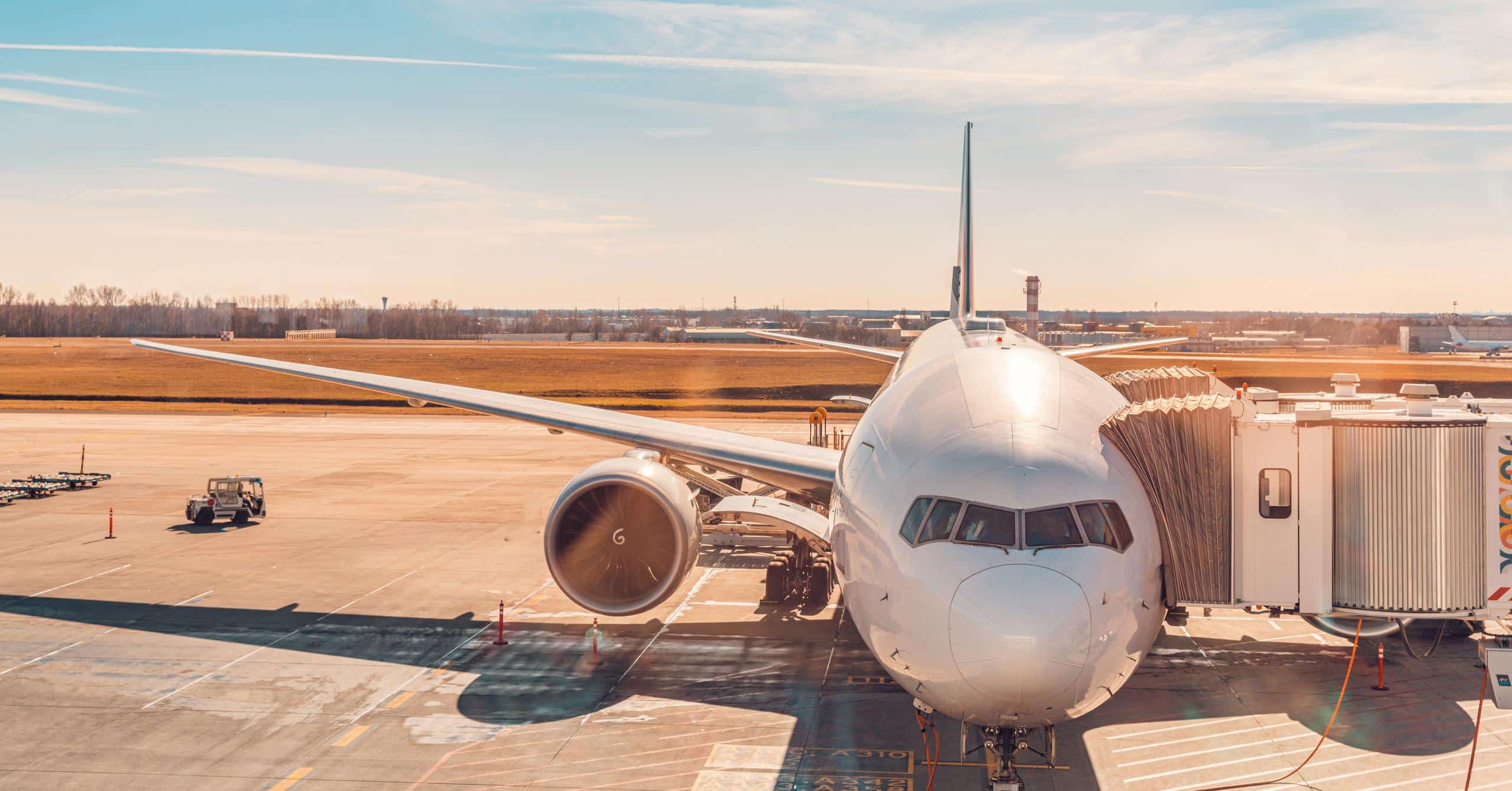 Commercial aircraft waiting in airport
